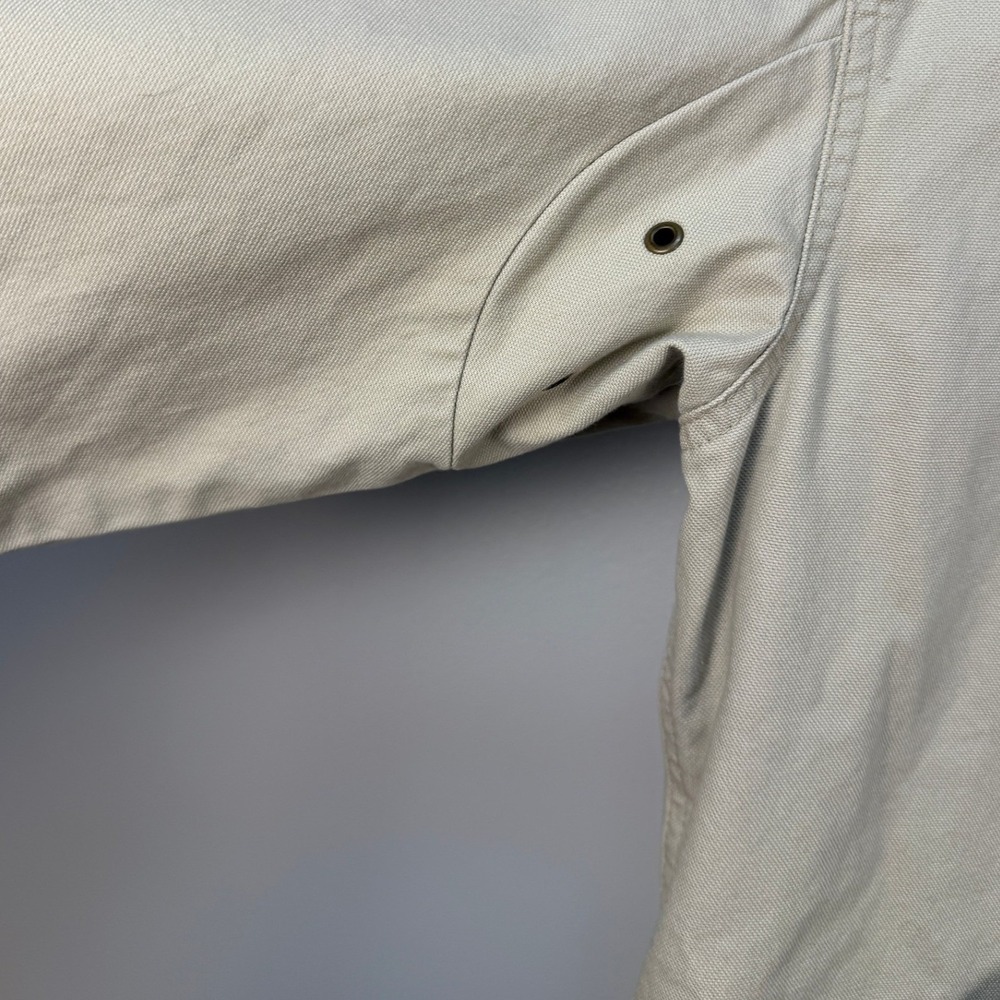 LL Bean Mens Field Coat Barn Jacket Beige Khaki Canvas Plaid Lined Corduroy L - Picture 10 of 16